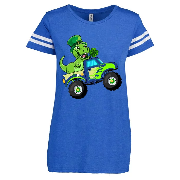 St Patricks Day Cute Dinosaur Monster Truck Gift Enza Ladies Jersey Football T-Shirt