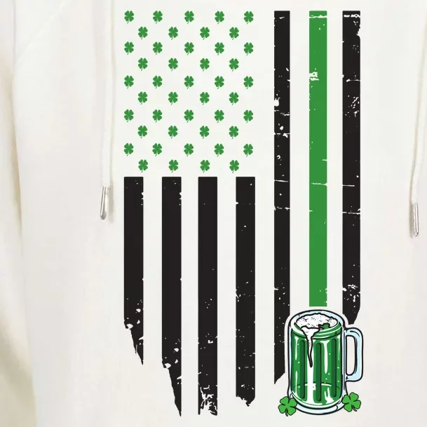 St Patrick's Day Beer American Flag Womens Funnel Neck Pullover Hood