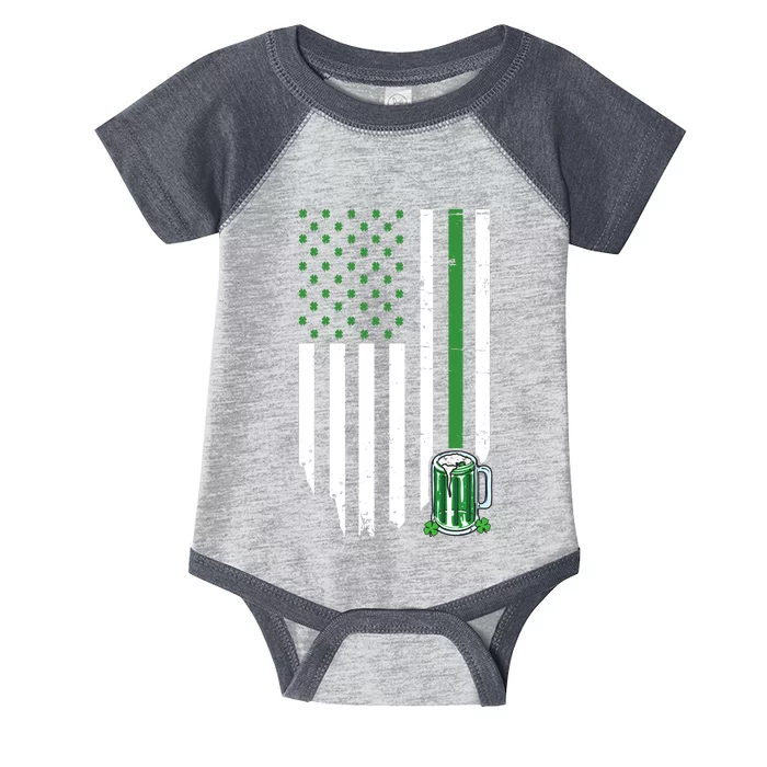 St Patrick's Day Beer American Flag Infant Baby Jersey Bodysuit