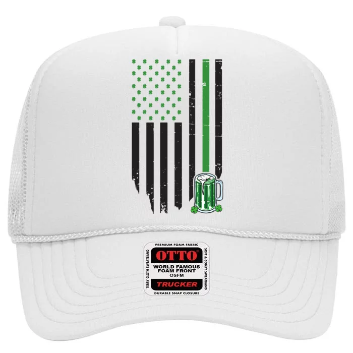 St Patrick's Day Beer American Flag High Crown Mesh Trucker Hat