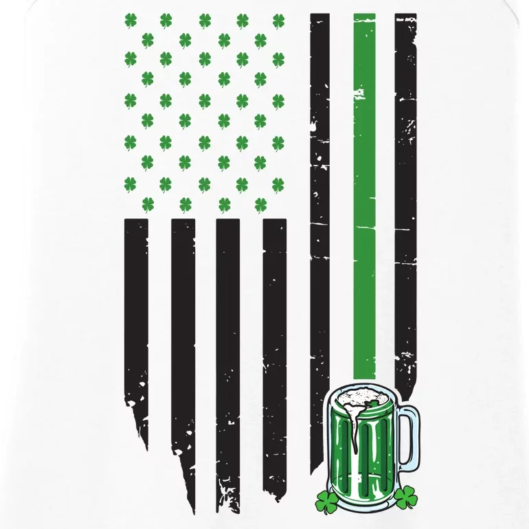 St Patrick's Day Beer American Flag Ladies Essential Tank