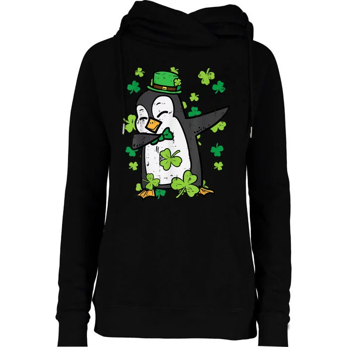 St Patricks Day Penguin Dab Saint Paddys Boys Girls s Womens Funnel Neck Pullover Hood