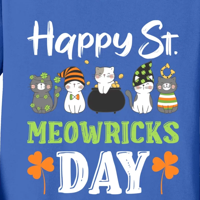 St Patricks Day Outfit Cute Cats Gift Kids Long Sleeve Shirt