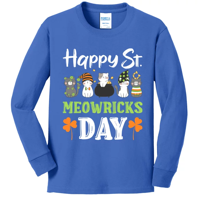 St Patricks Day Outfit Cute Cats Gift Kids Long Sleeve Shirt