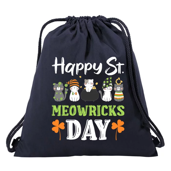 St Patricks Day Outfit Cute Cats Gift Drawstring Bag