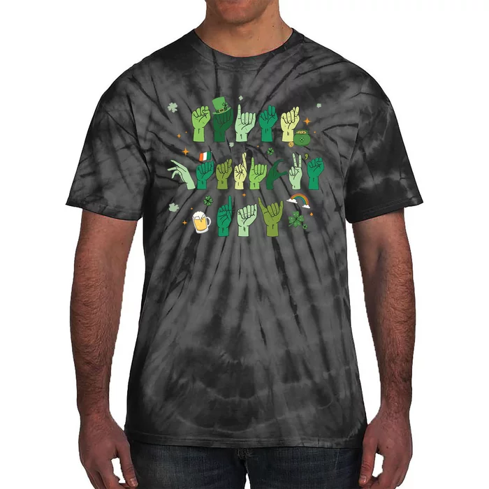 Saint Patrick's Day Sign Language ASL Deaf Pride Tie-Dye T-Shirt