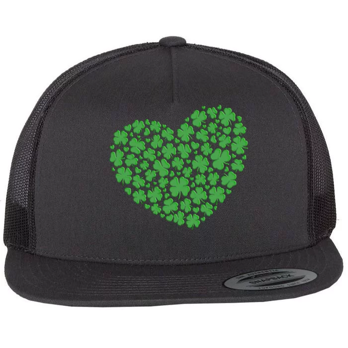 St Patricks Day Women Shamrock Heart Irish Gift Flat Bill Trucker Hat