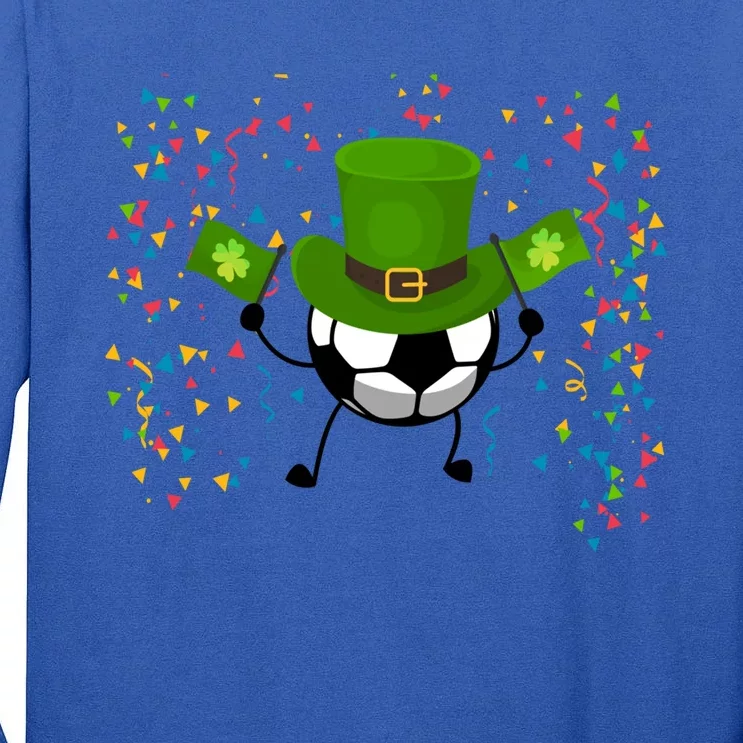 St Patrick's Day Soccer Leprechaun Sports Lovers Gift Tall Long Sleeve T-Shirt