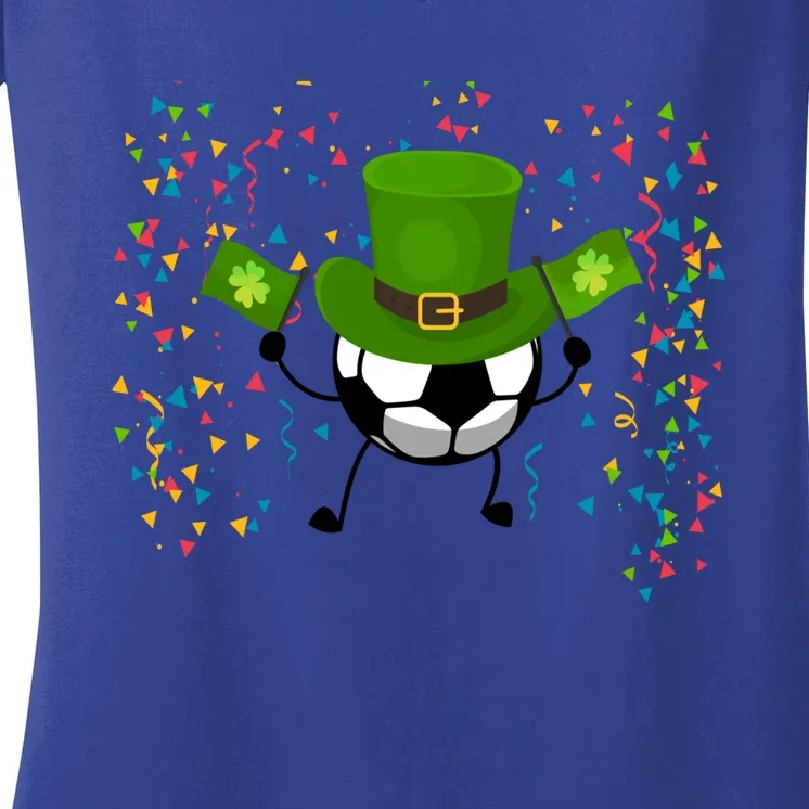 St Patrick's Day Soccer Leprechaun Sports Lovers Gift Women's V-Neck T-Shirt