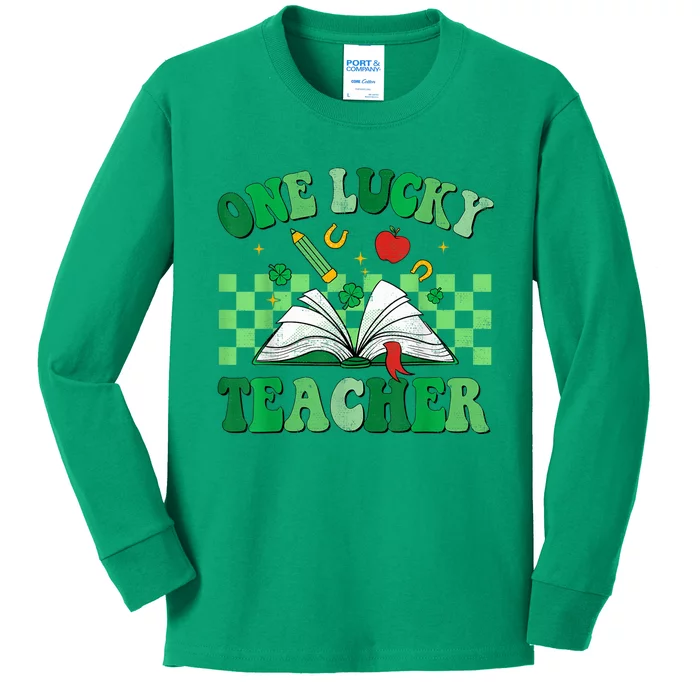 St Patricks Day Teacher Shirt One Lucky Teacher Shamrock Kids Long Sleeve Shirt