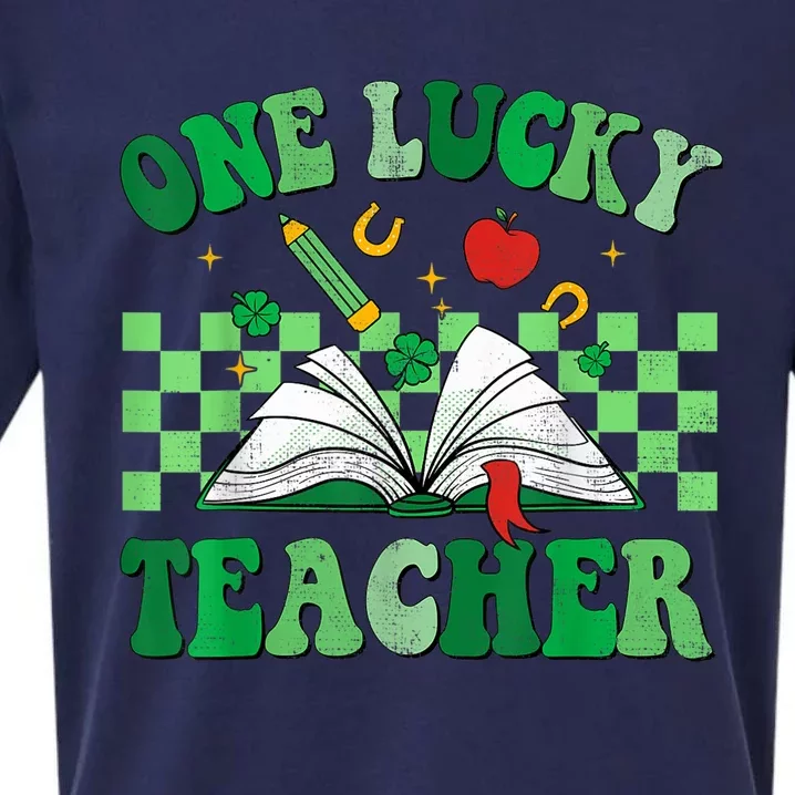 St Patricks Day Teacher Shirt One Lucky Teacher Shamrock Sueded Cloud Jersey T-Shirt