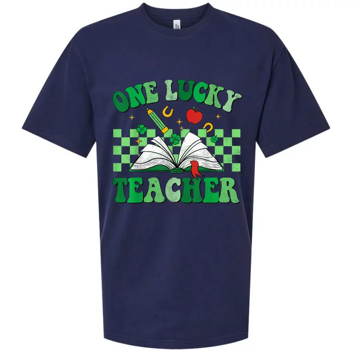 St Patricks Day Teacher Shirt One Lucky Teacher Shamrock Sueded Cloud Jersey T-Shirt