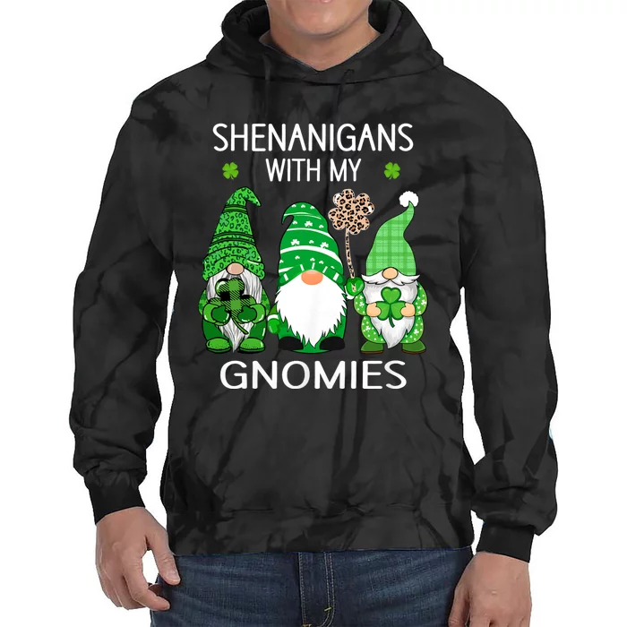 St Patricks Day Lucky Shamrock Leopard Gnomes Irish Women Tie Dye Hoodie