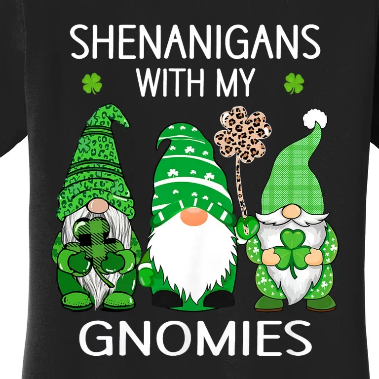 St Patricks Day Lucky Shamrock Leopard Gnomes Irish Women Women's T-Shirt