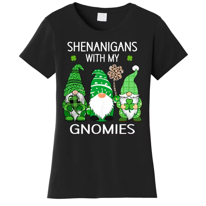 St Patricks Day Lucky Shamrock Leopard Gnomes Irish Women Women's T-Shirt