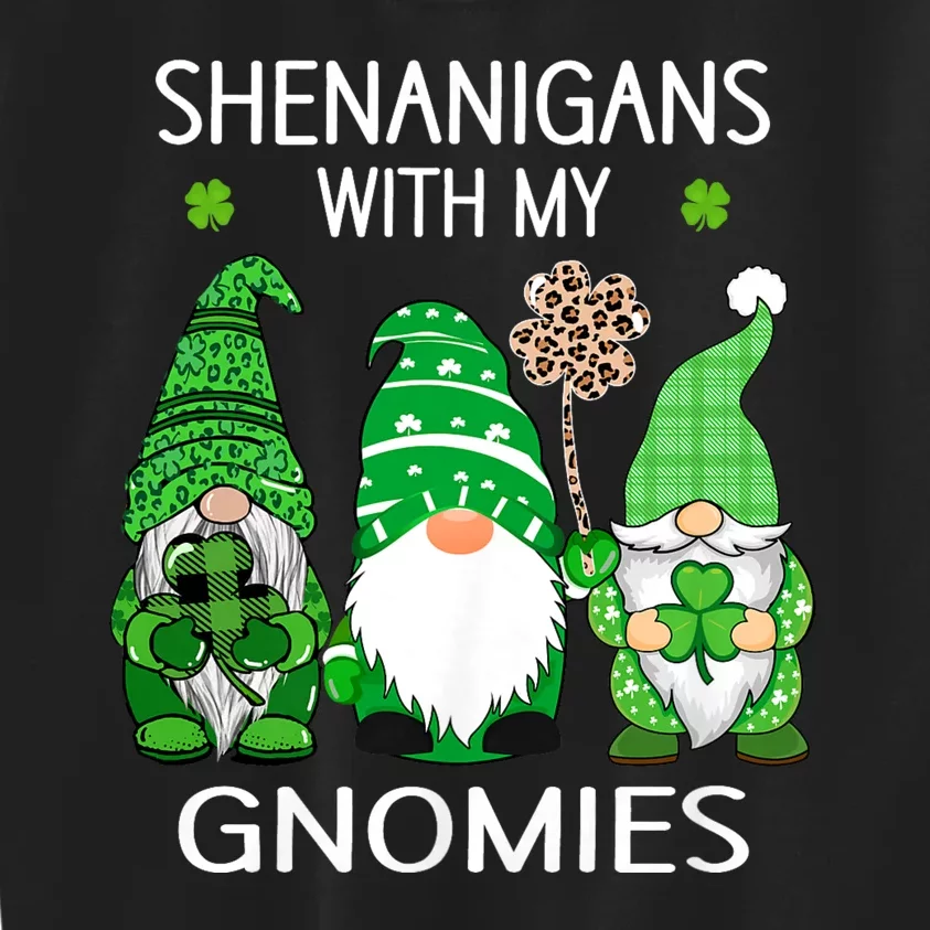 St Patricks Day Lucky Shamrock Leopard Gnomes Irish Women Kids Sweatshirt