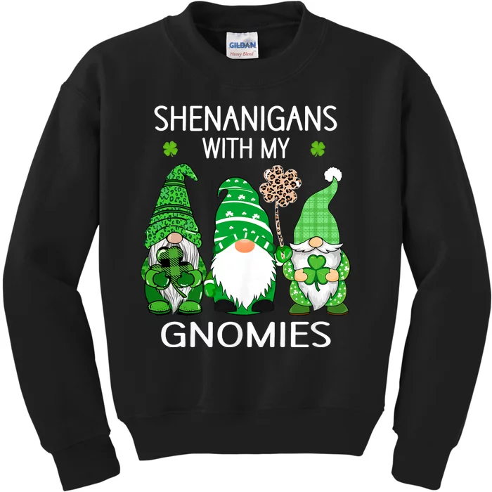 St Patricks Day Lucky Shamrock Leopard Gnomes Irish Women Kids Sweatshirt