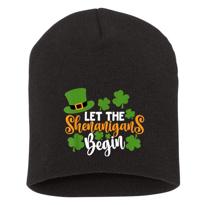 St Patricks Day shirt Wo  Let The Shenanigans Begin Short Acrylic Beanie