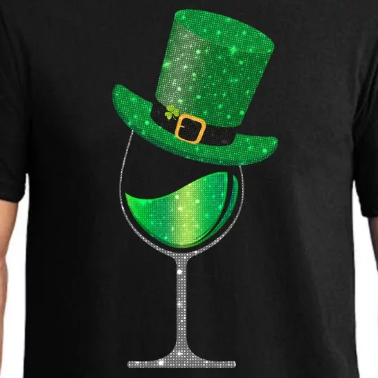 St Patricks Day Lucky Sparkly Wine Glass Pajama Set