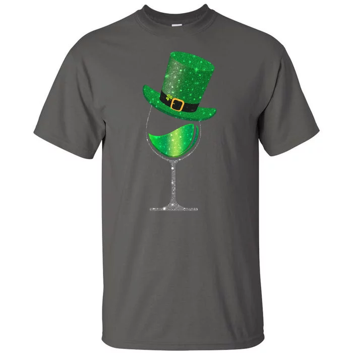 St Patricks Day Lucky Sparkly Wine Glass Tall T-Shirt