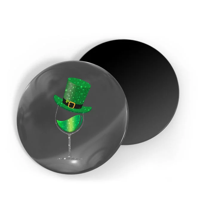 St Patricks Day Lucky Sparkly Wine Glass Magnet