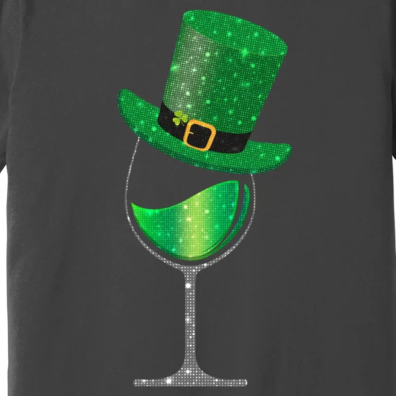 St Patricks Day Lucky Sparkly Wine Glass Premium T-Shirt