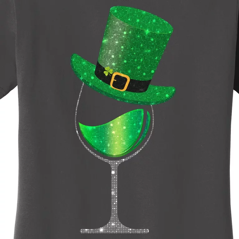 St Patricks Day Lucky Sparkly Wine Glass Women's T-Shirt