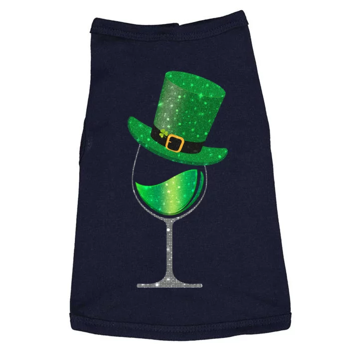 St Patricks Day Lucky Sparkly Wine Glass Doggie Tank