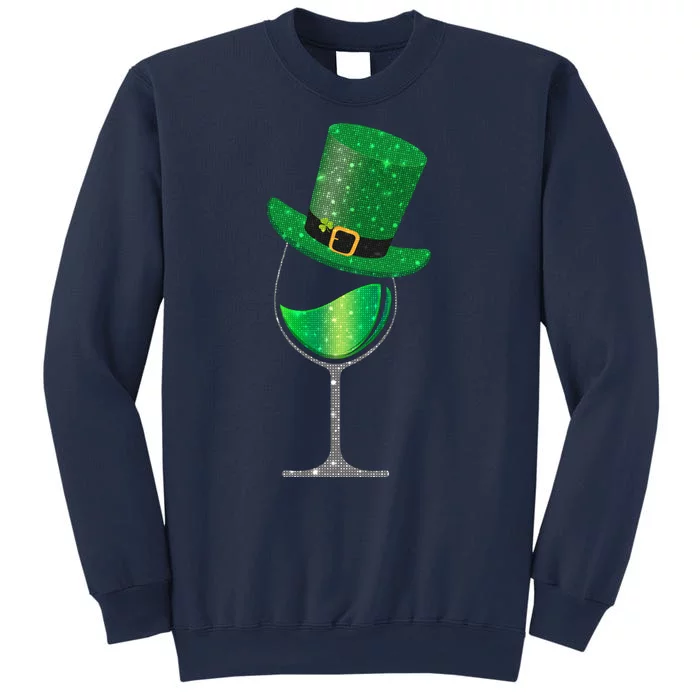 St Patricks Day Lucky Sparkly Wine Glass Sweatshirt