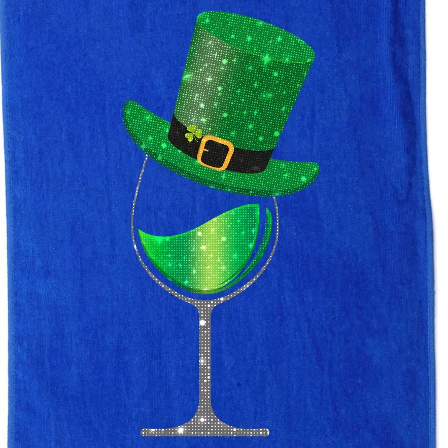 St Patricks Day Lucky Sparkly Wine Glass Platinum Collection Golf Towel