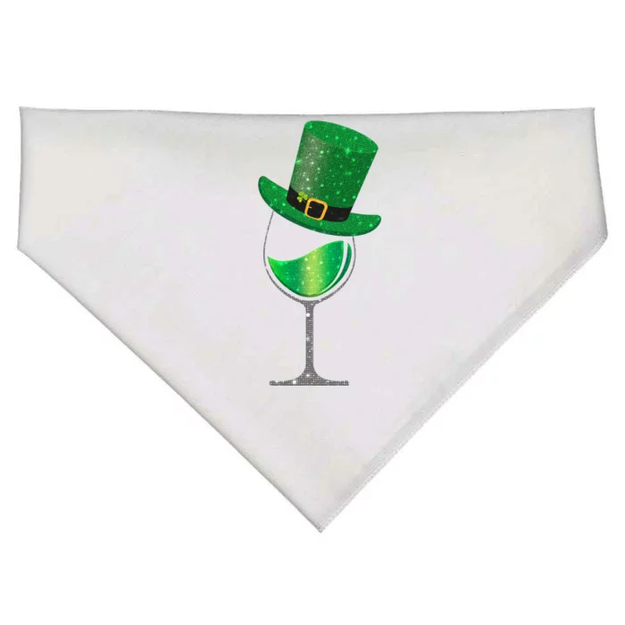 St Patricks Day Lucky Sparkly Wine Glass USA-Made Doggie Bandana