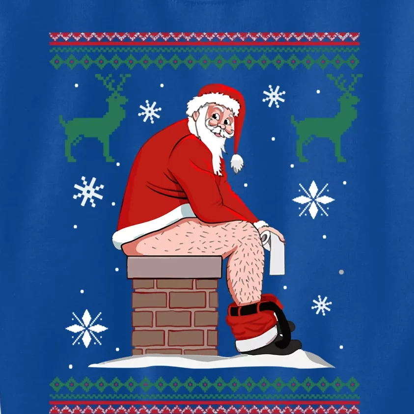 Santa Pooping Down The Chimney Ugly Christmas Sweater Gift Kids Sweatshirt