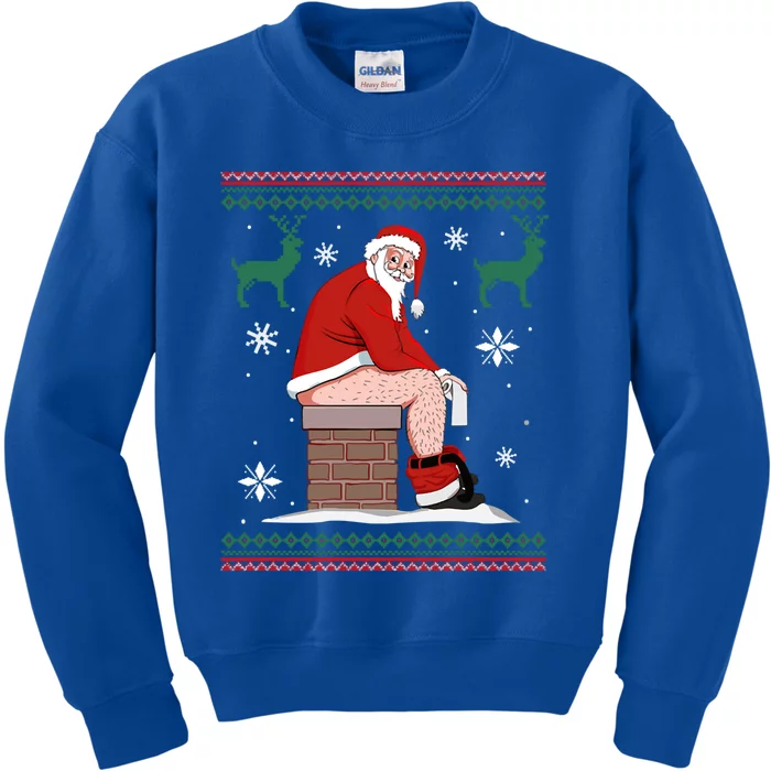 Santa Pooping Down The Chimney Ugly Christmas Sweater Gift Kids Sweatshirt