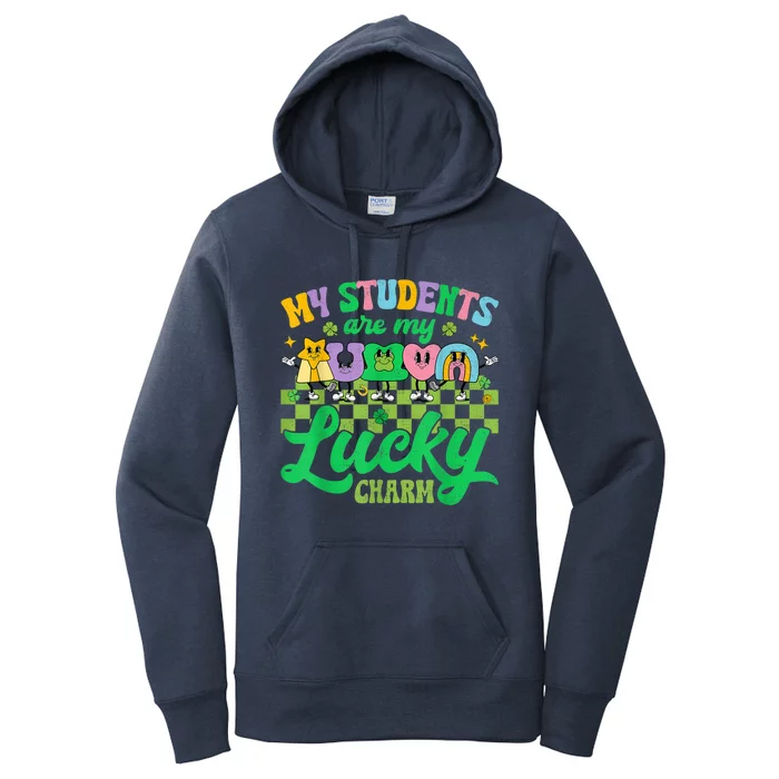 St Patricks Day Teacher Shirt My Students Are My Lucky Charm Women's Pullover Hoodie