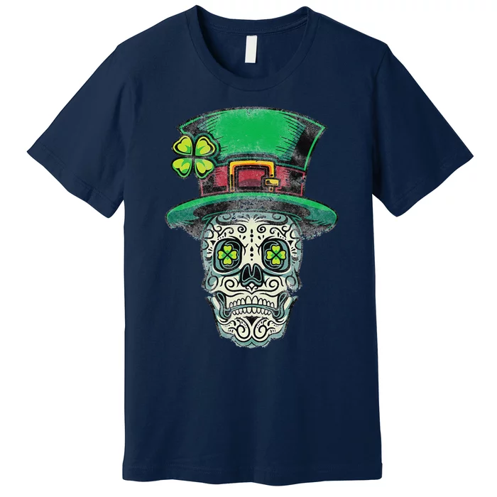 St Patricks Day Mexican Skull Leprechaun Cinco De Mayo Premium T-Shirt