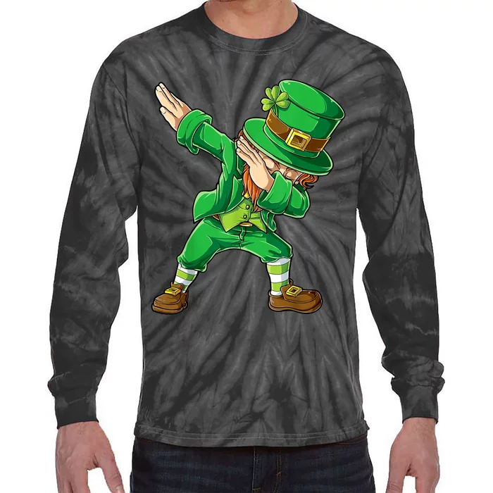 St Patricks Day Dabbing Leprechaun Boys Kids Men Dab Youth Tie-Dye Long Sleeve Shirt