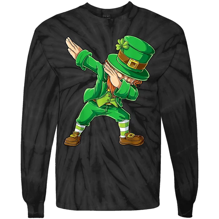 St Patricks Day Dabbing Leprechaun Boys Kids Men Dab Youth Tie-Dye Long Sleeve Shirt