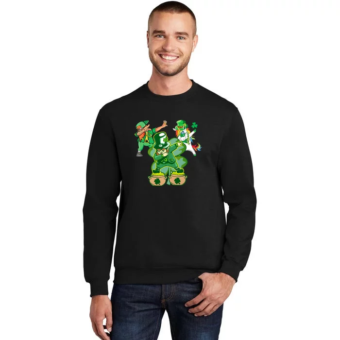 Boys St Patricks Day Dabbing-Leprechaun Mask Shamrock Tall Sweatshirt