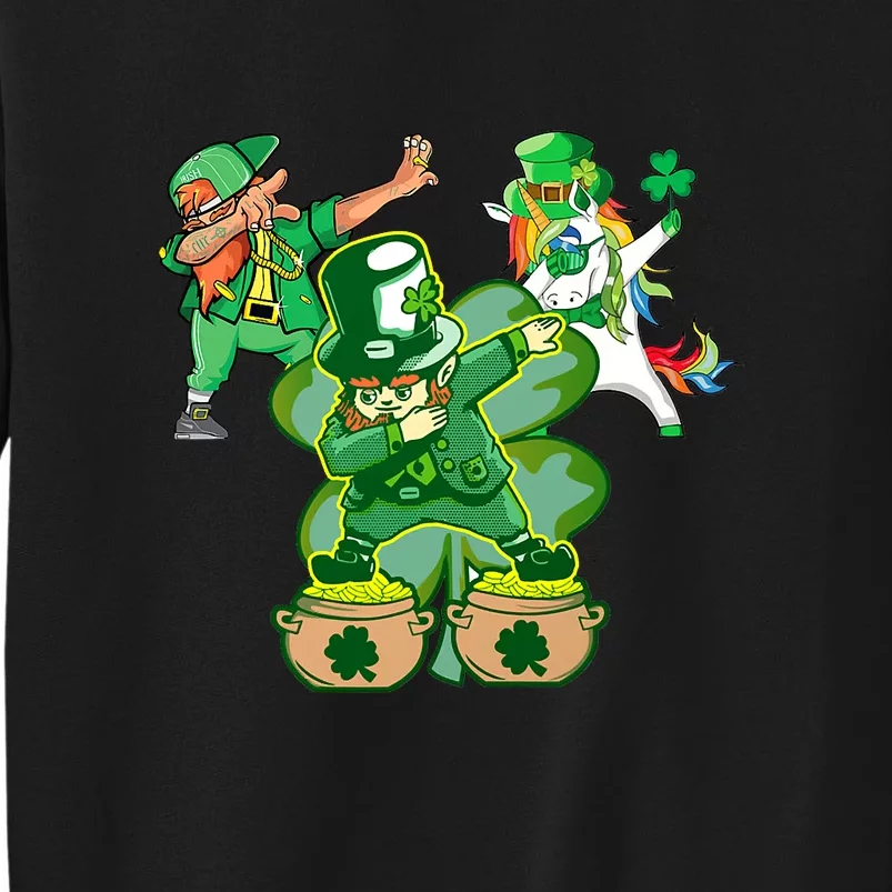 Boys St Patricks Day Dabbing-Leprechaun Mask Shamrock Tall Sweatshirt