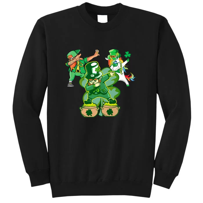 Boys St Patricks Day Dabbing-Leprechaun Mask Shamrock Tall Sweatshirt