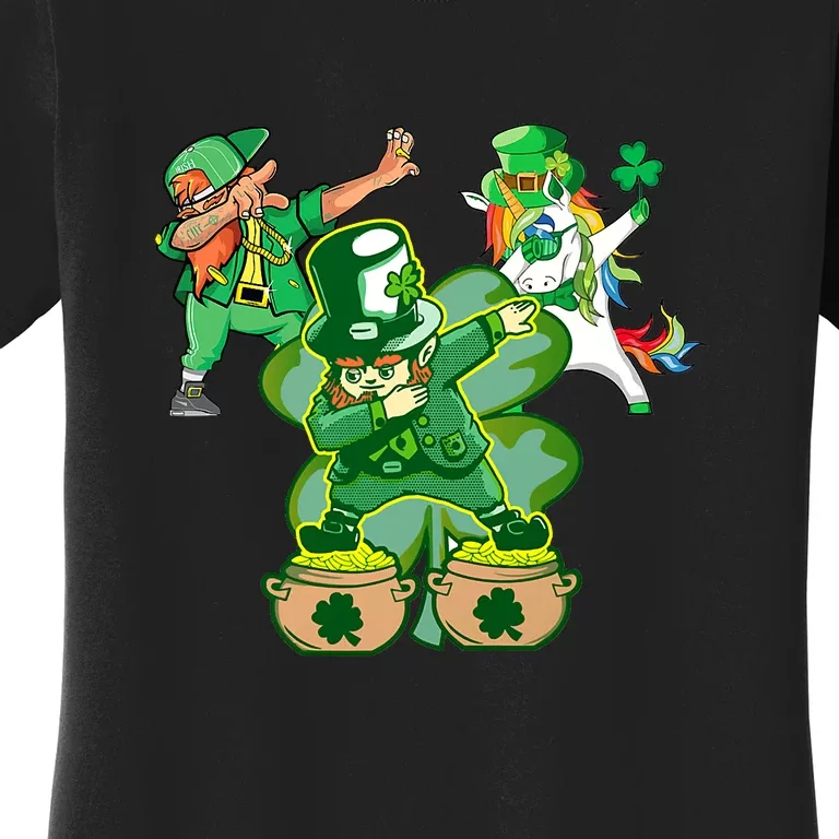 Boys St Patricks Day Dabbing-Leprechaun Mask Shamrock Women's T-Shirt