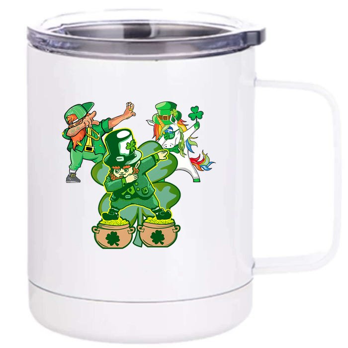 Boys St Patricks Day Dabbing-Leprechaun Mask Shamrock Front & Back 12oz Stainless Steel Tumbler Cup