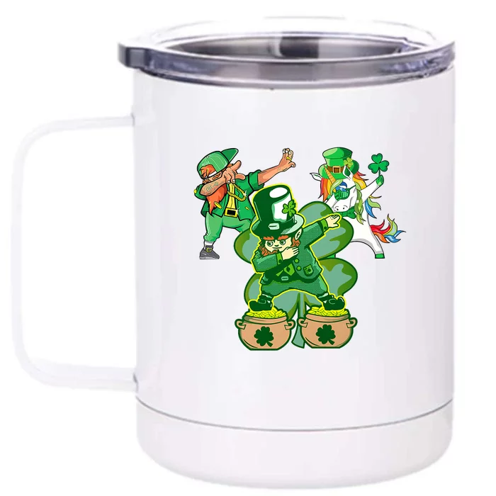 Boys St Patricks Day Dabbing-Leprechaun Mask Shamrock Front & Back 12oz Stainless Steel Tumbler Cup