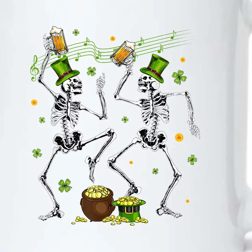 St PatrickS Day Funny Dancing Skeletons Leprechaun Drinking Beer Gift Black Color Changing Mug