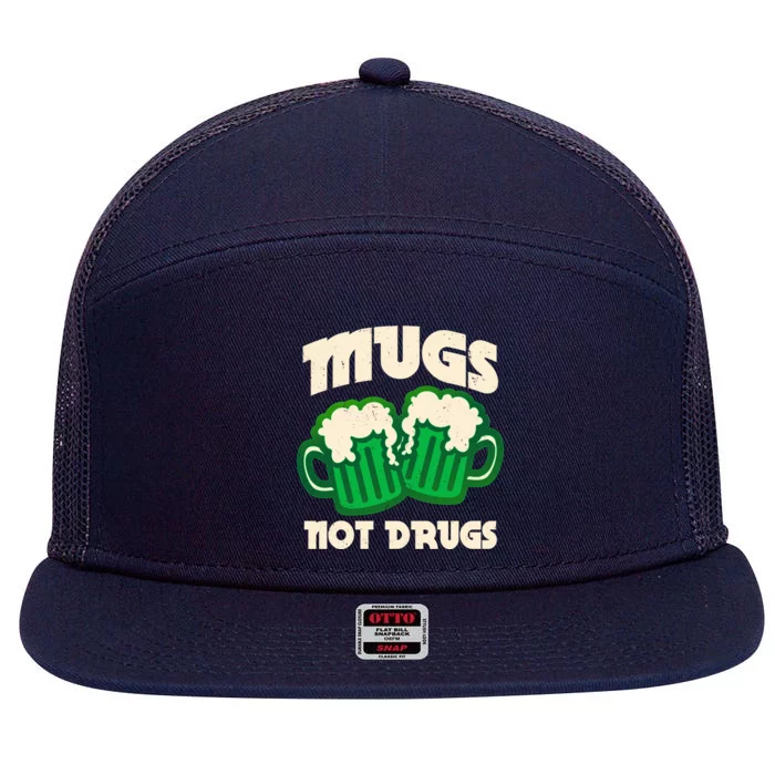 St Patricks Day Mugs Not Drugs Drink Green Beer 7 Panel Mesh Trucker Snapback Hat