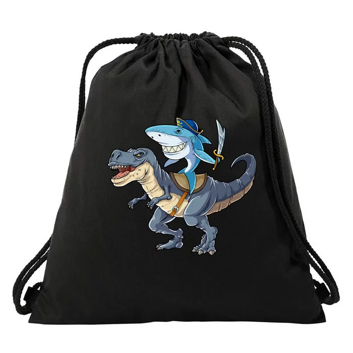 Shark Pirate Dinosaur T Rex Funny Jawsome Gifts Hoodie Drawstring Bag