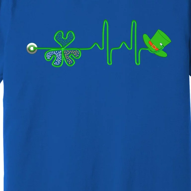 St Patricks Day Nurse Shamrock Heartbeat Stethoscope Irish Gift Premium T-Shirt