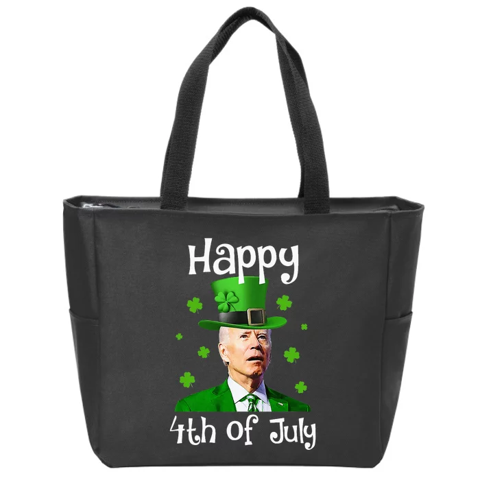 St Patricks Day Funny Happy 4th Of July Anti Joe Biden Zip Tote Bag