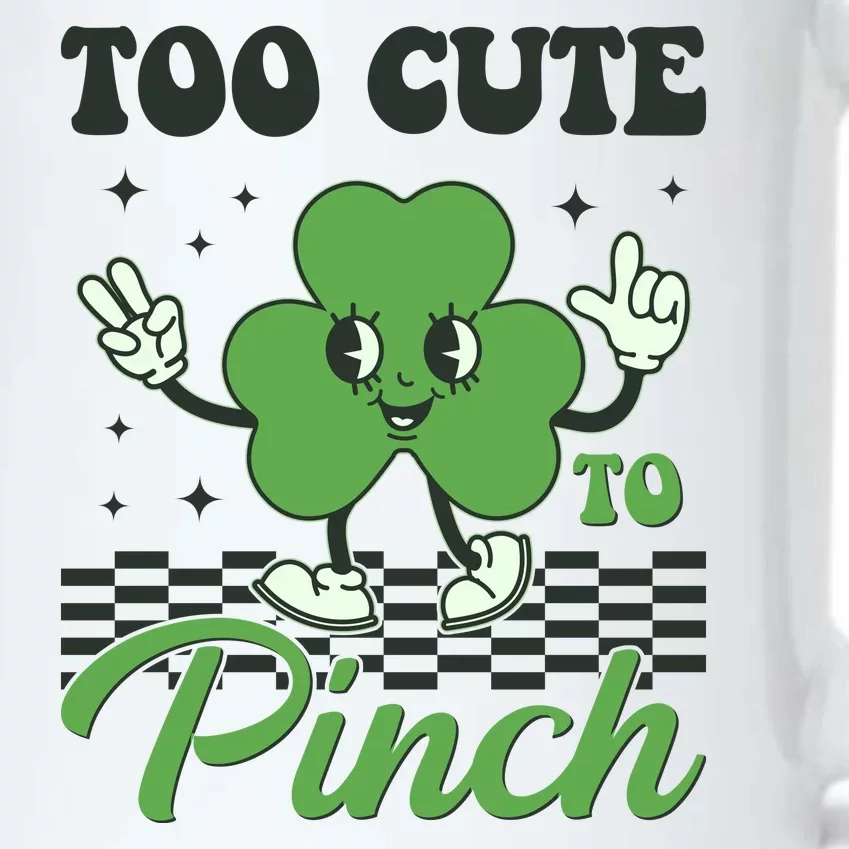 St Patricks Day Too Cute To Pinch Retro Cartoon Shamrock Clover Black Color Changing Mug