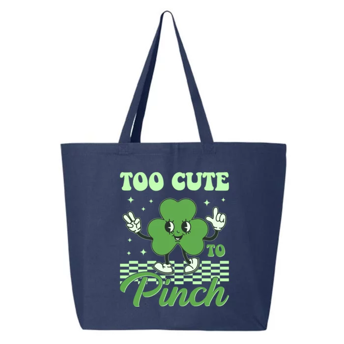 St Patricks Day Too Cute To Pinch Retro Cartoon Shamrock Clover 25L Jumbo Tote